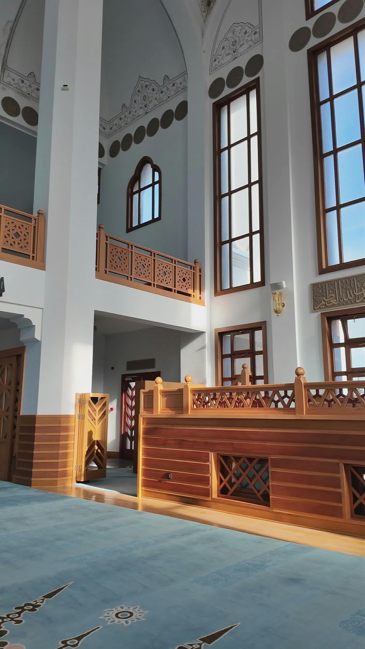 elegant modern mosque interior with wooden accents 35081862