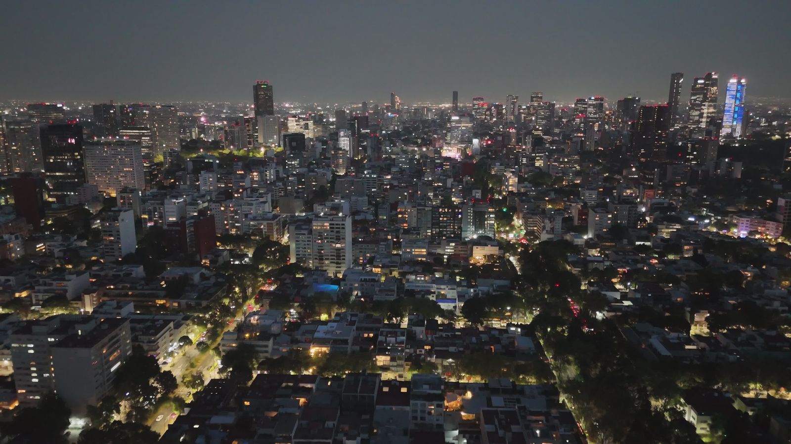 Stunning Nighttime Aerial View of City Skyline Free Stock Video Footage ...