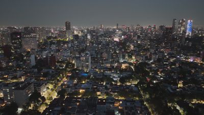 Stunning Nighttime Aerial View of City Skyline Free Stock Video Footage ...