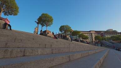exploring the scenic xian steps at sunset