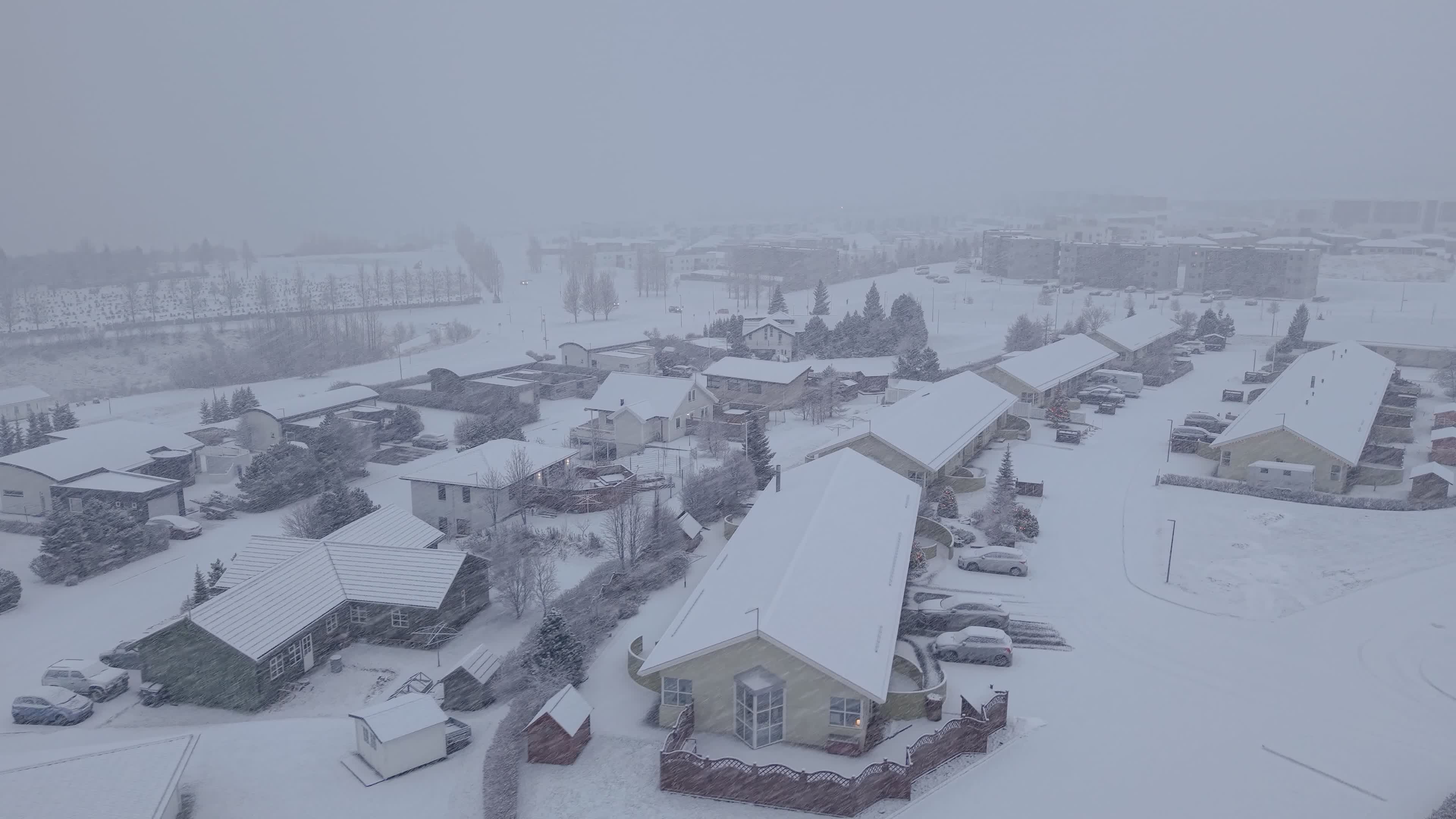 Serene Aerial View of Snowy Residential Neighborhood Free Stock Video ...