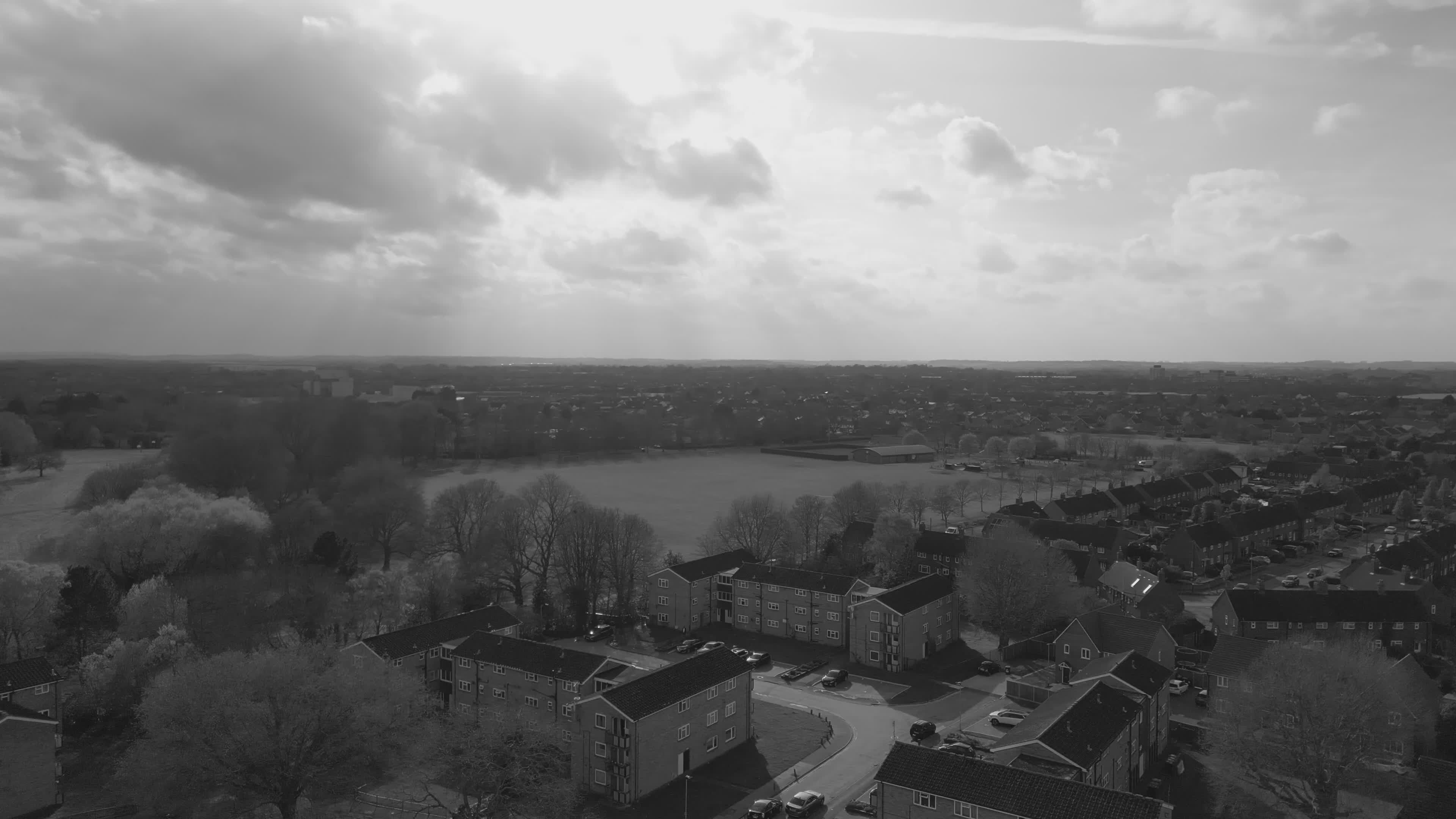 aerial view of tranquil suburban landscape in black and white 35121183 — free pexels stock footage