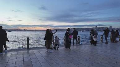 scenic sunset over bosphorus with maiden s tower