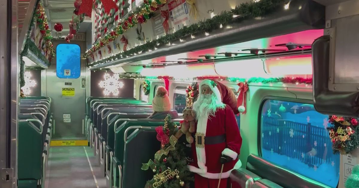 Festive Train Decorated for Christmas Journey Free Stock Video Footage ...