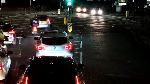 Cars Traveling At Night In Timelapse