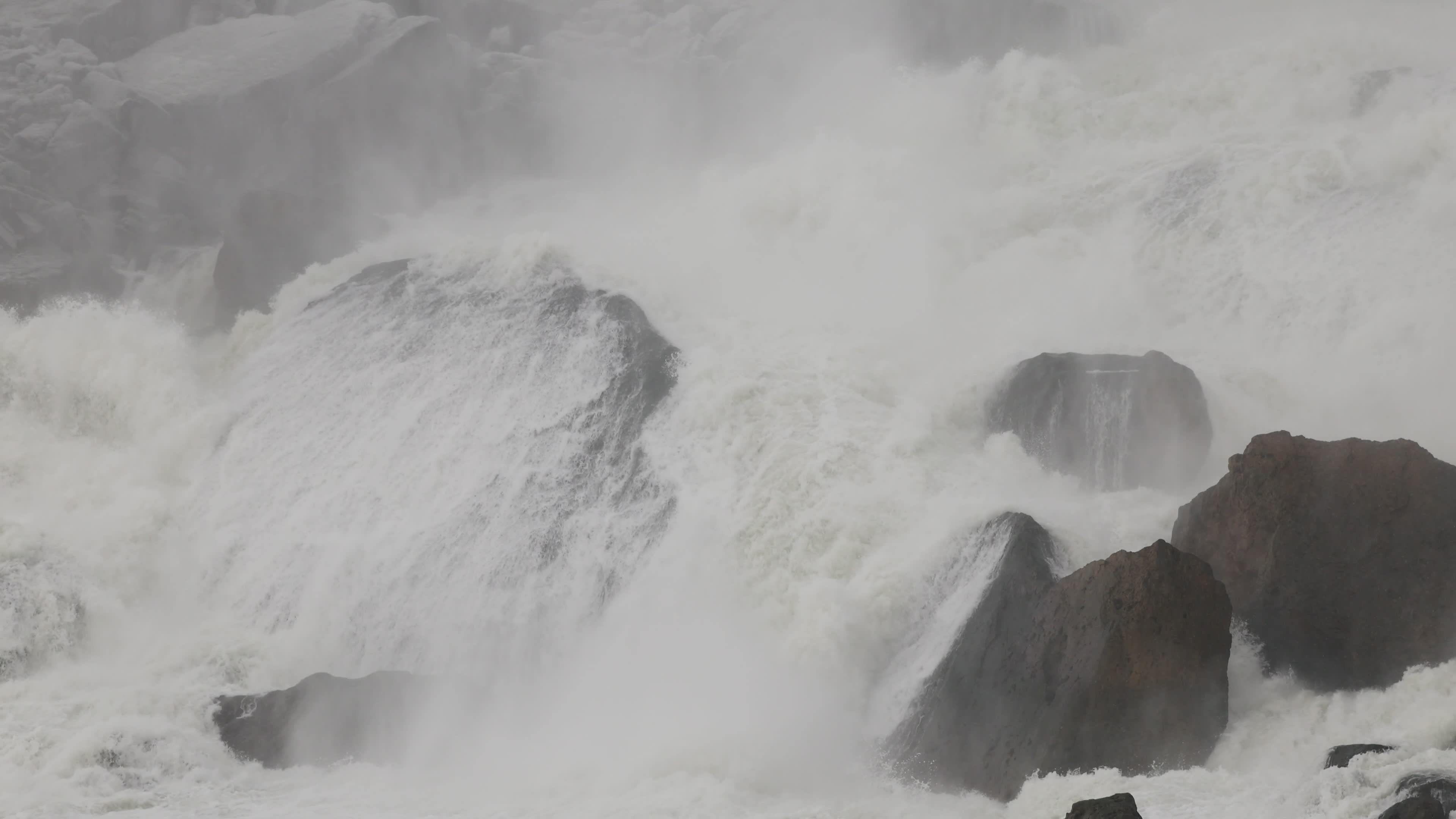 Roaring Waterfall with Powerful Cascades Free Stock Video Footage ...