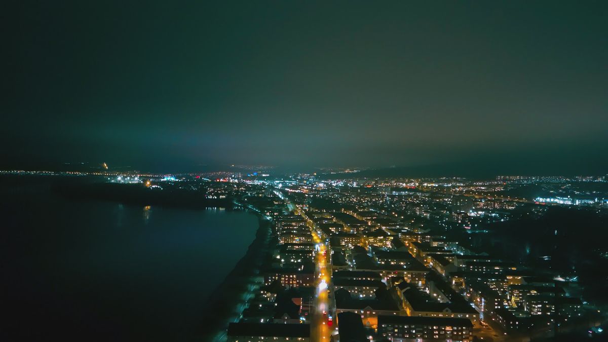 Aerial View of Jönköping City at Night Free Stock Video Footage ...