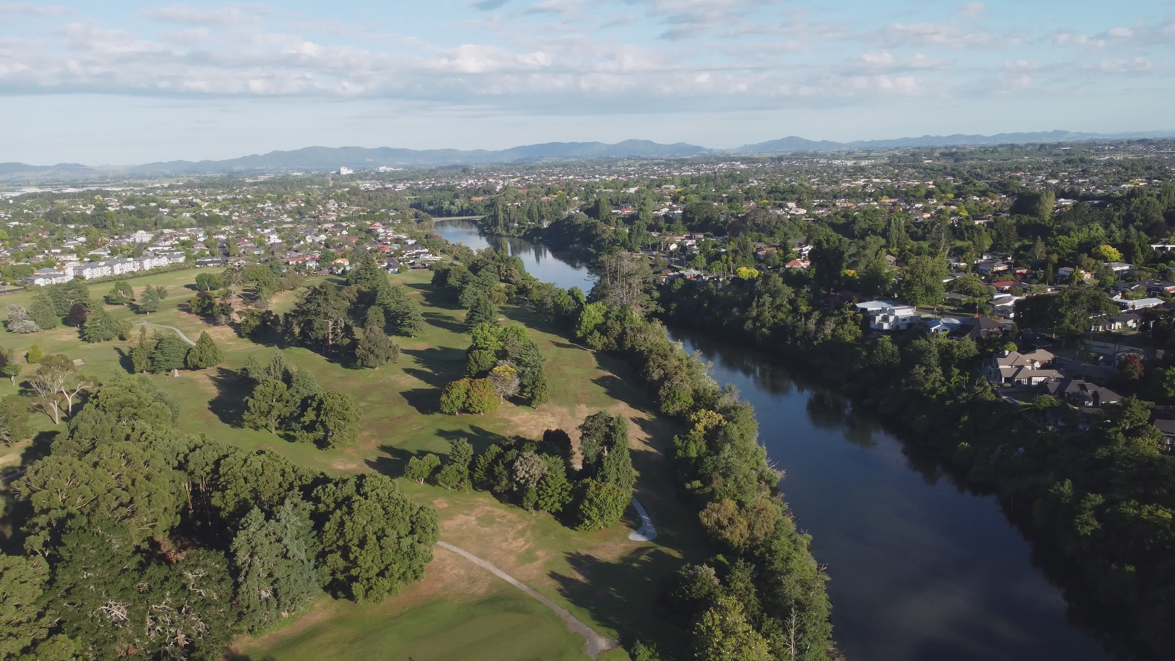 Scenic Aerial View of Hamilton River Landscape Free Stock Video Footage ...