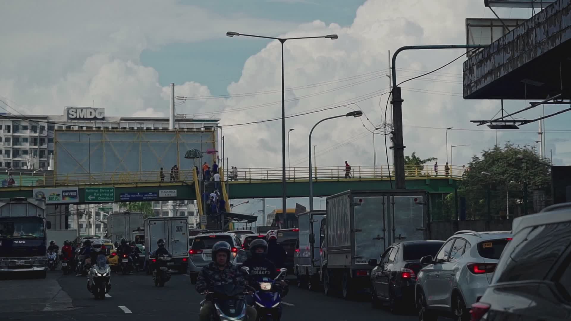 Busy Urban Traffic Scene with Pedestrians Free Stock Video Footage ...