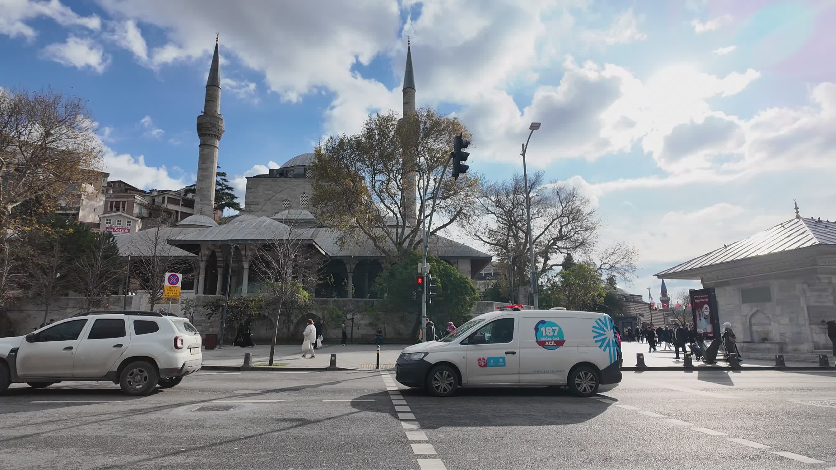 Busy Istanbul Street with Historic Mosque Free Stock Video Footage ...