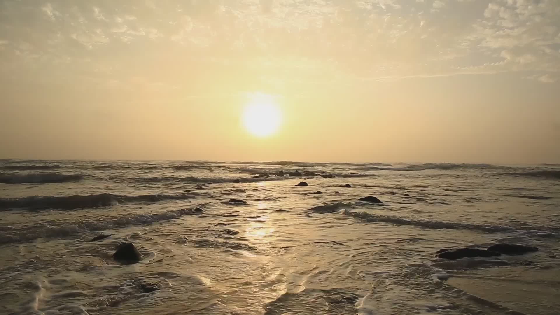 Serene Sunrise Over Tranquil Ocean Waves Free Stock Video Footage ...