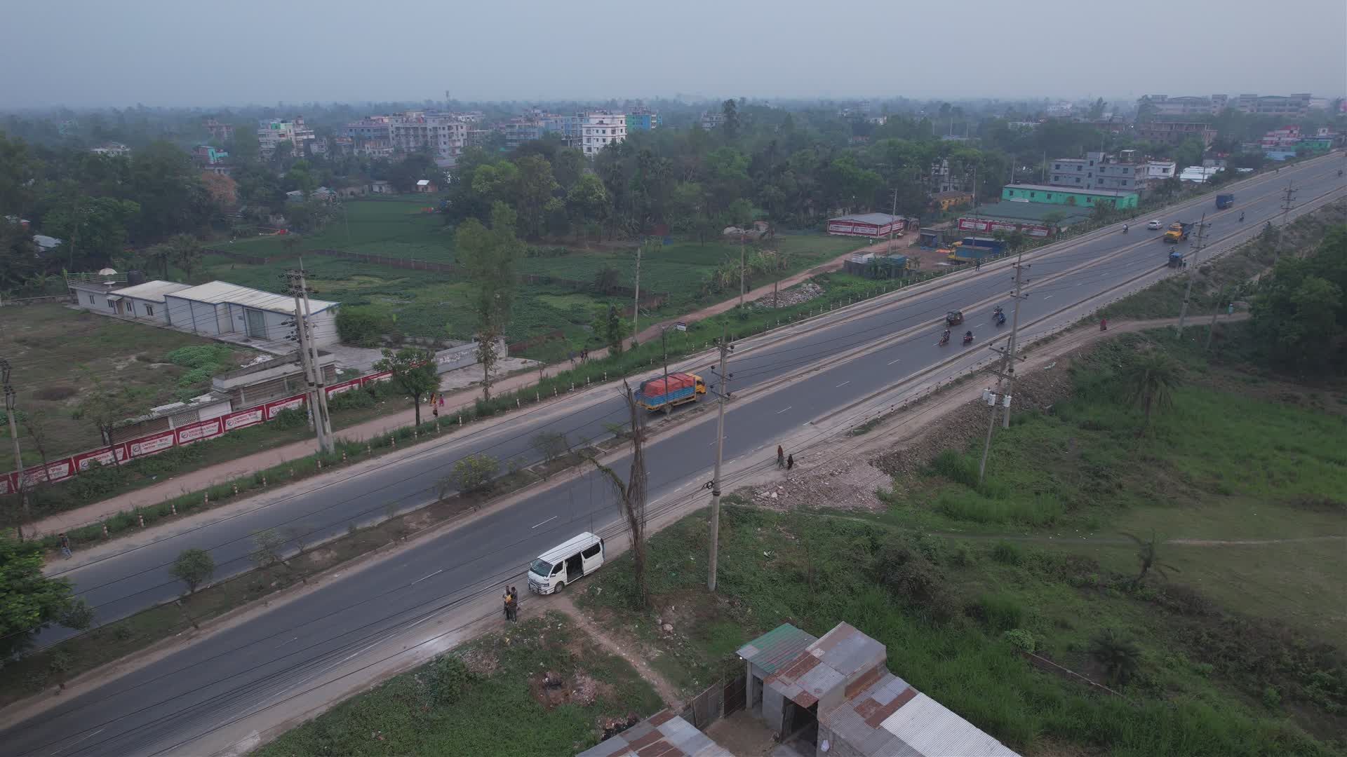 Aerial View of Busy Highway in Rural Area Free Stock Video Footage ...