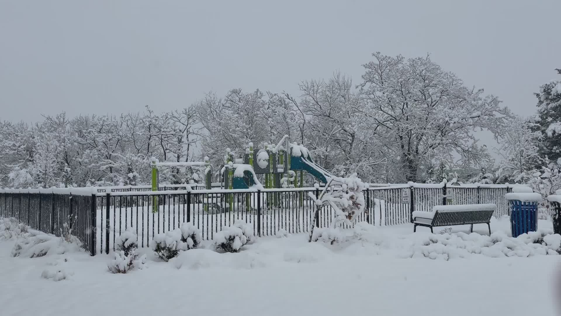 snow covered playground in winter 35224768