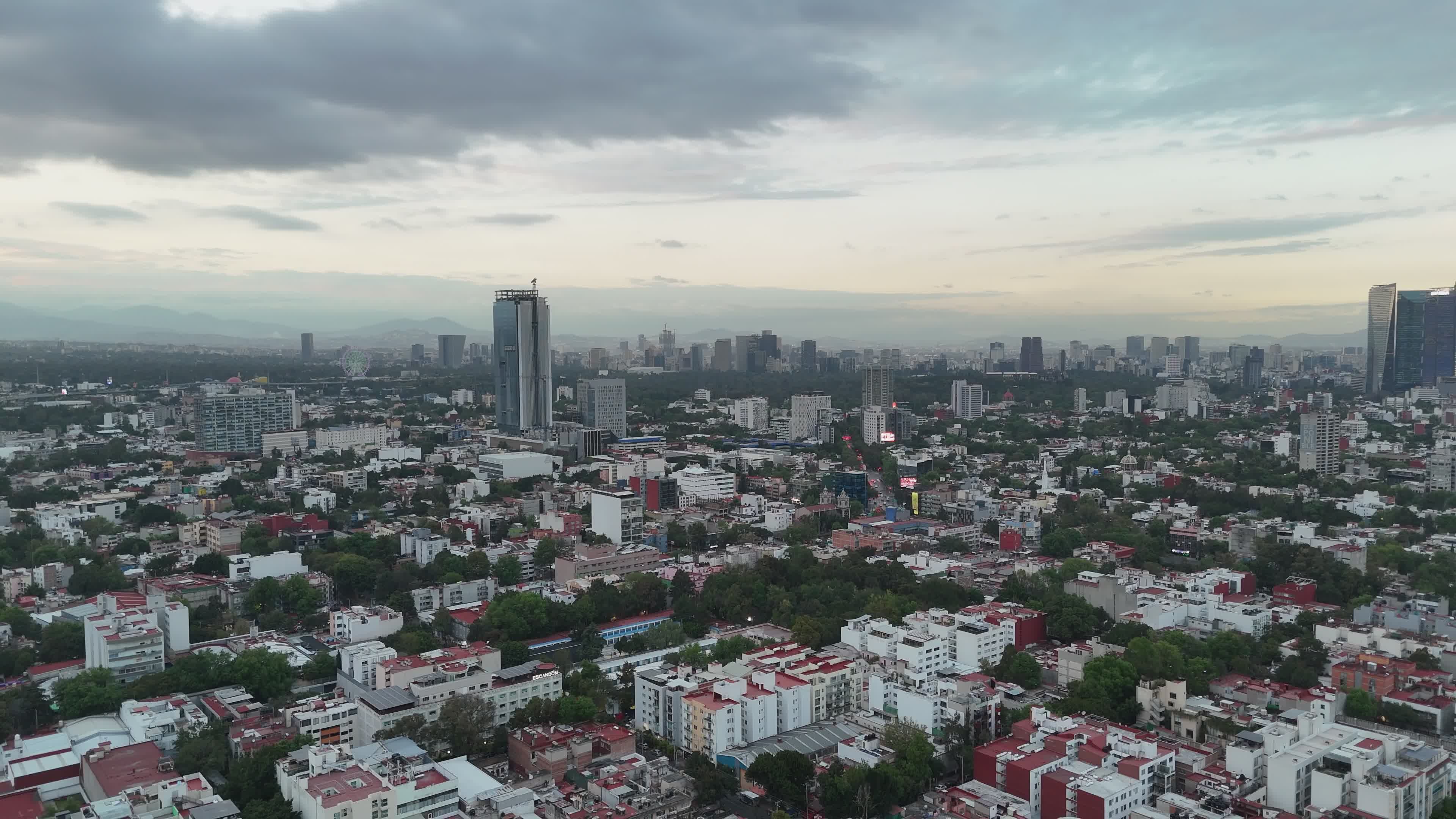 Aerial View of Mexico City Skyline at Sunset Free Stock Video Footage ...