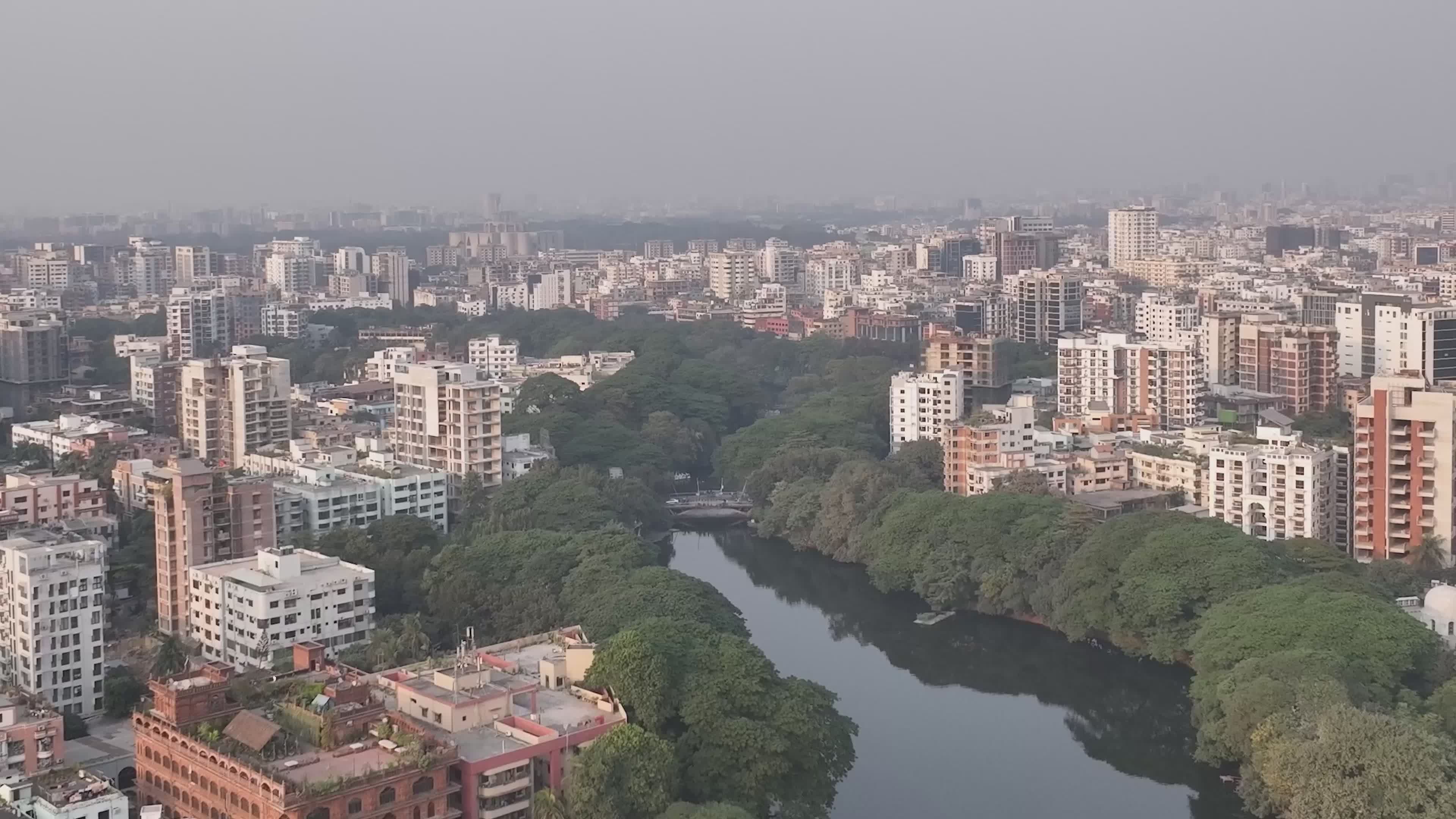 Aerial View of Dhaka Cityscape with Greenery Free Stock Video Footage ...