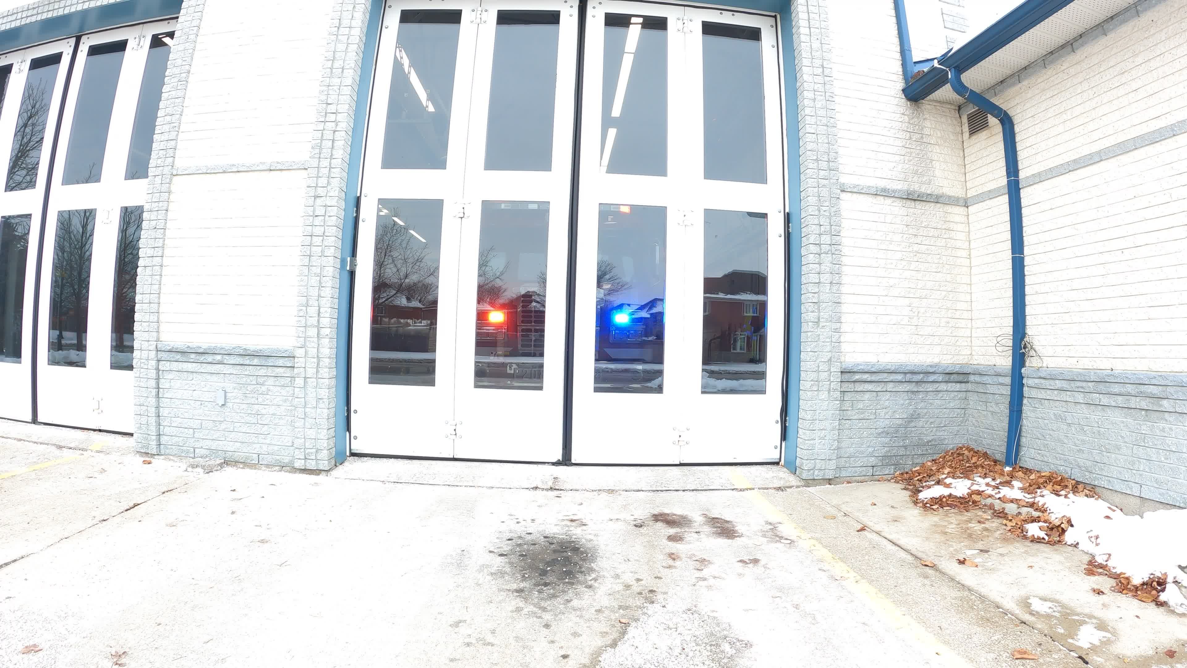 Fire Truck Exiting Station on a Winter Day Free Stock Video Footage ...