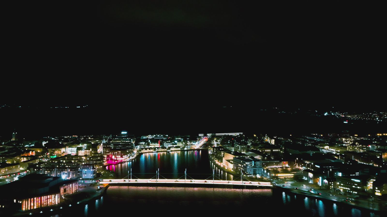Aerial Night View of a Scandinavian Cityscape Free Stock Video Footage ...