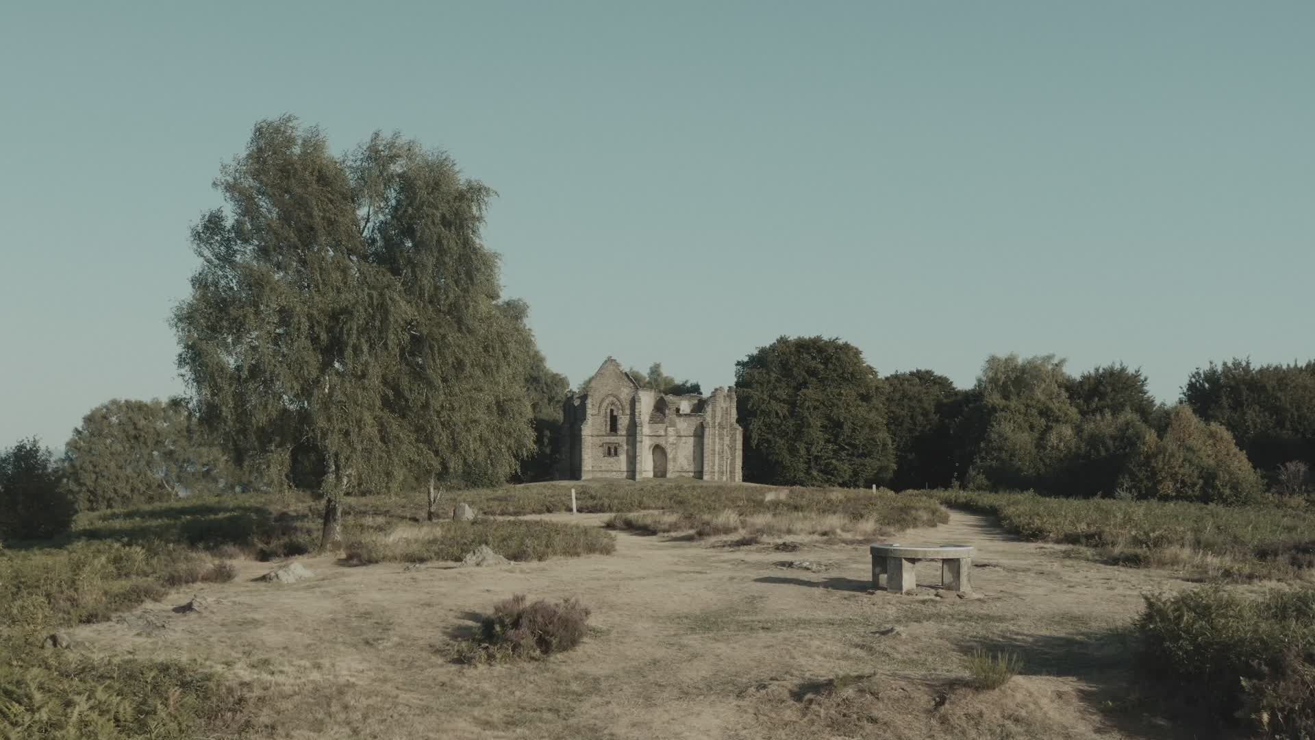 Scenic Aerial View of Ancient Chapel Ruins Free Stock Video Footage ...