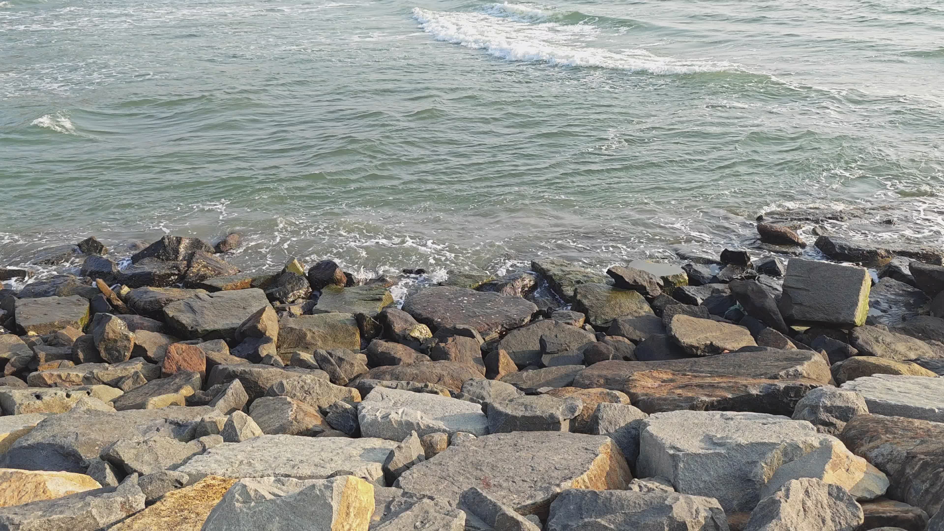 Rocky Coastline with Ocean Waves Crashing Free Stock Video Footage ...