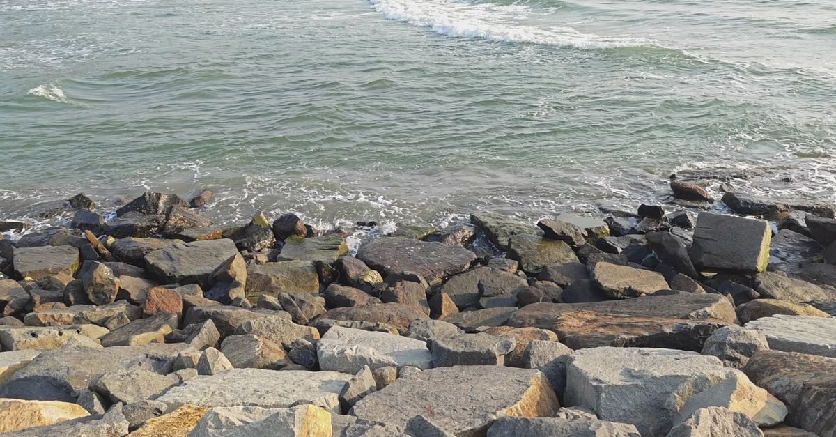 Waterfront Rocks Rocky Coastline with Ocean Waves Crashing Free Stock Video Footage ...