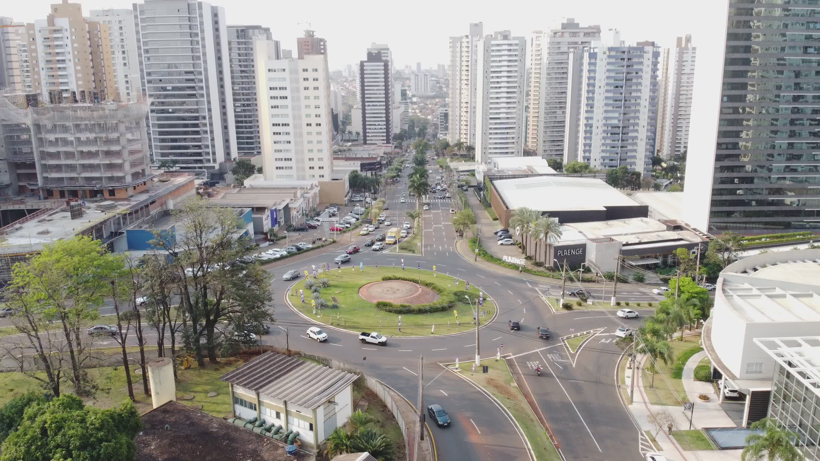 Aerial View of Busy Roundabout in Londrina Free Stock Video Footage ...