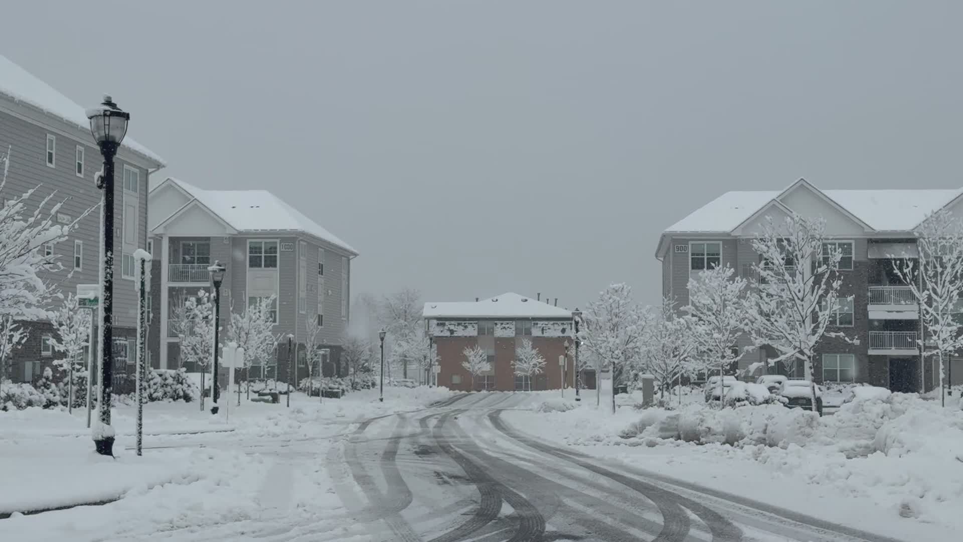 Snowy Winter Suburban Street Scene Free Stock Video Footage, Royalty ...