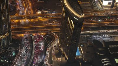 Aerial View of Vibrant City Skyline at Night Free Stock Video Footage ...