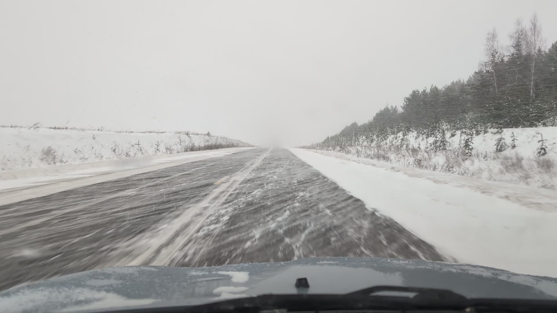 Snowy Winter Drive Through Forest Road Free Stock Video Footage ...