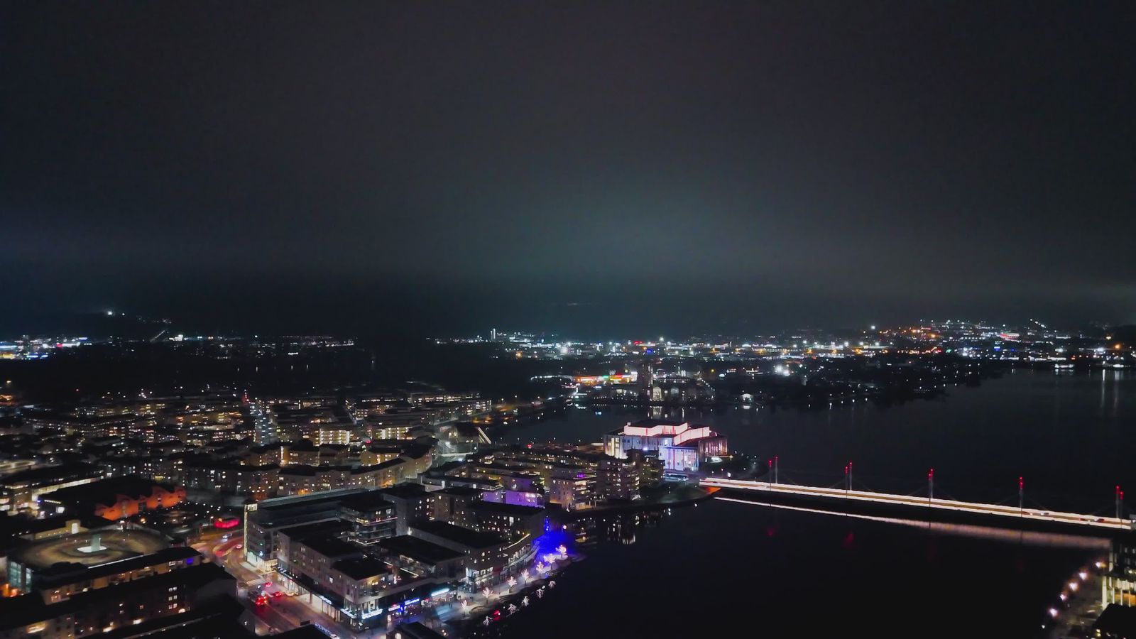 Aerial View of Jönköping City at Night Free Stock Video Footage ...
