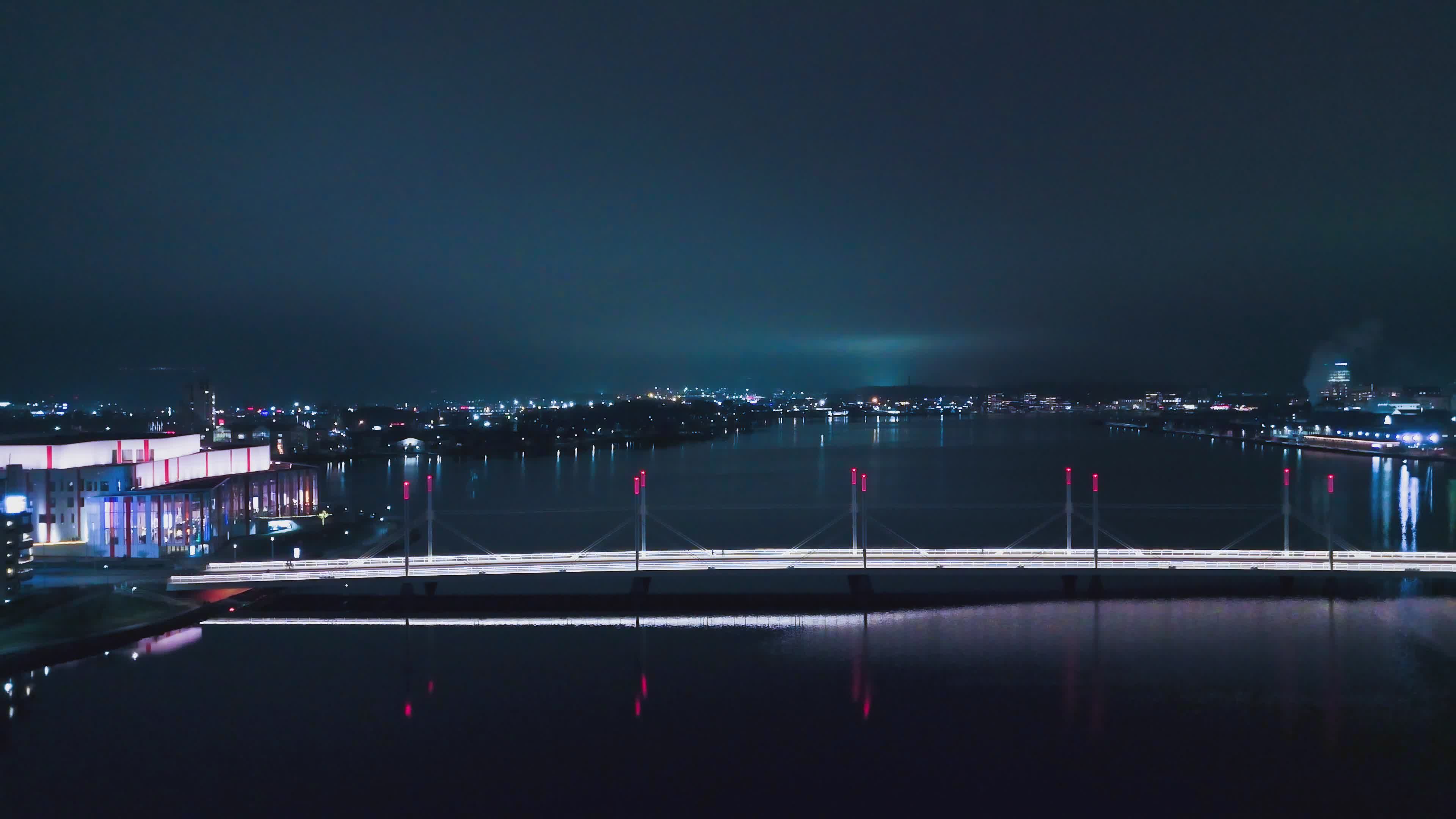 Aerial Night View of Scandinavian Cityscape Free Stock Video Footage ...