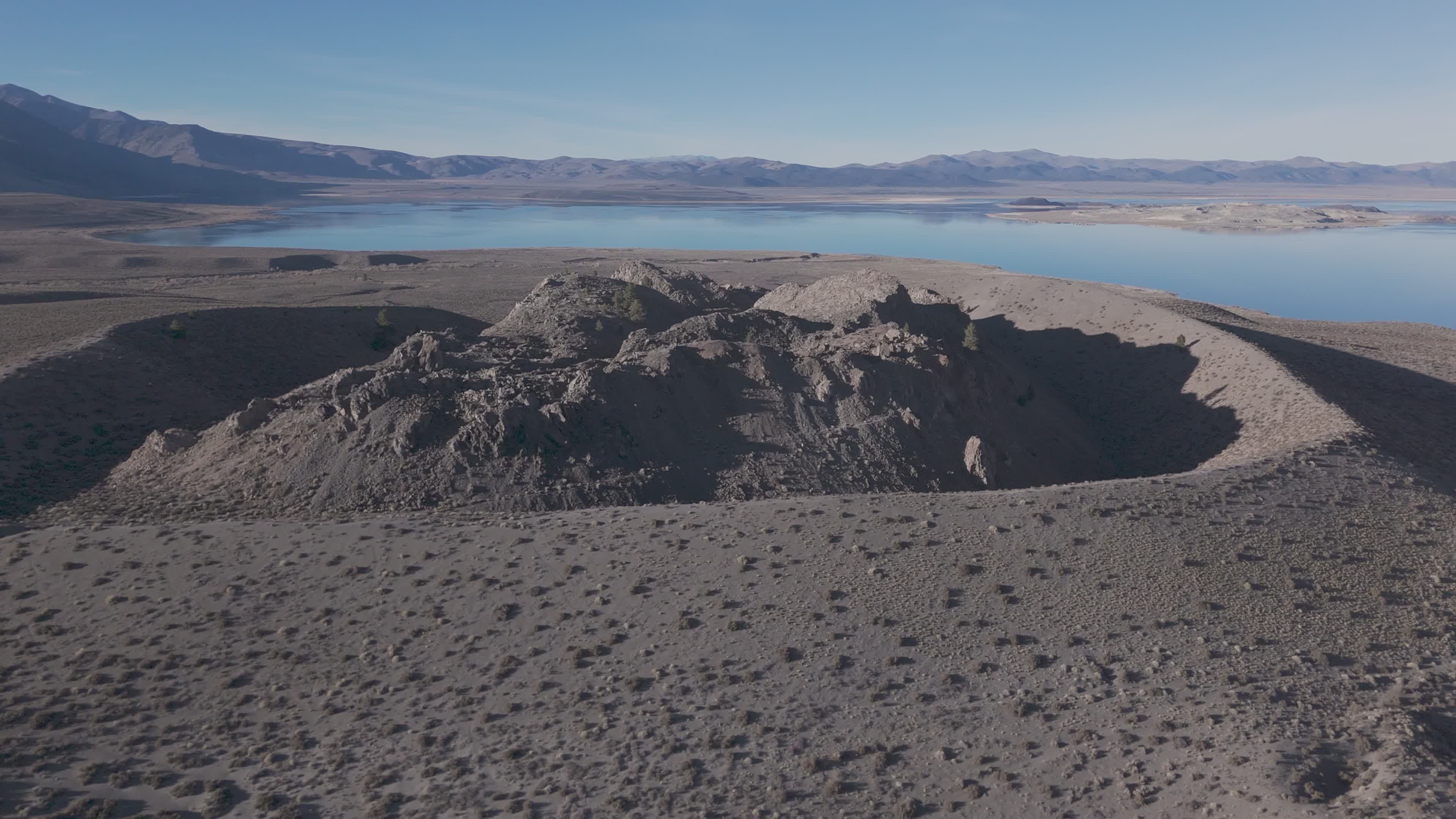 Aerial View of Mono Lake and Volcanic Crater Free Stock Video Footage ...