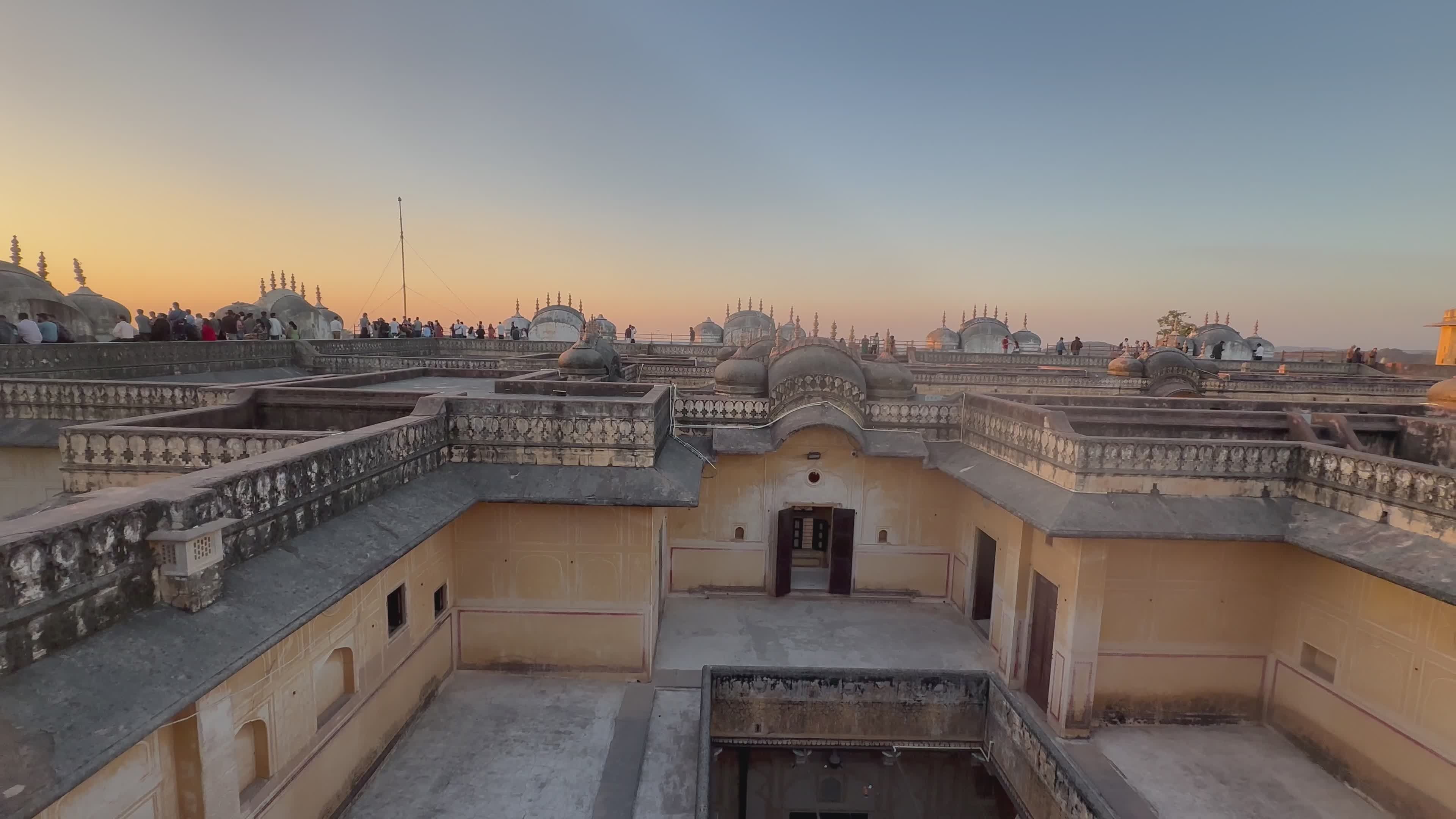 Sunset Over Majestic Indian Architectural Rooftop Free Stock Video ...