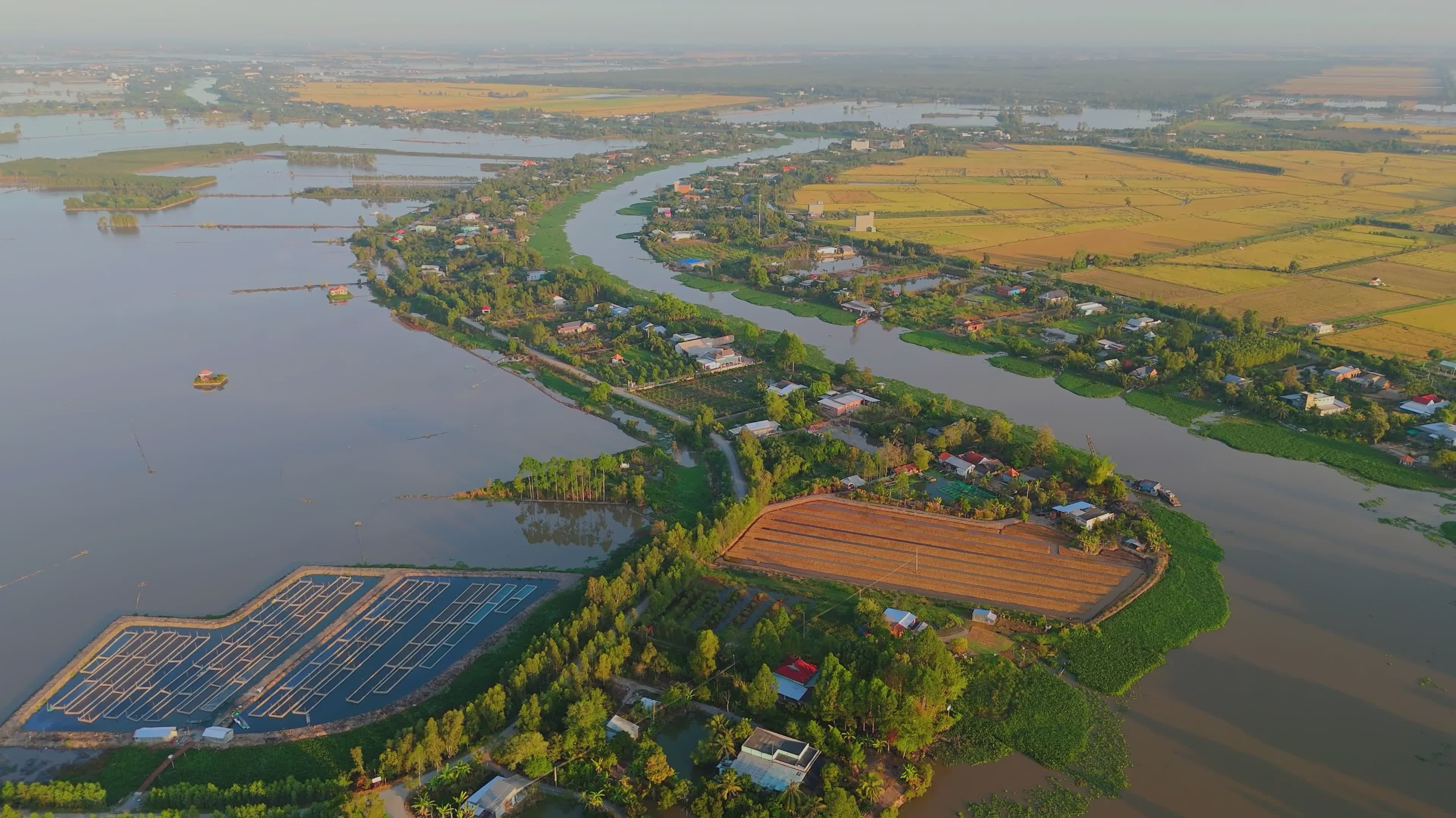 Aerial View of Mekong Delta River Landscape Free Stock Video Footage ...