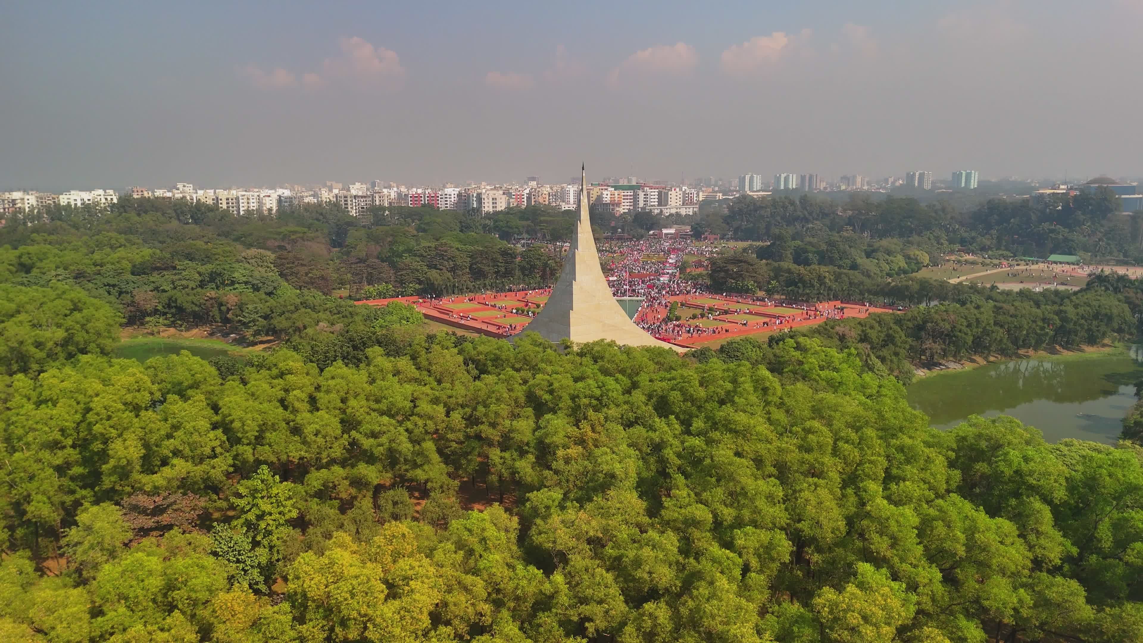 Aerial View of Urban Monument Amidst Dense Greenery Free Stock Video ...