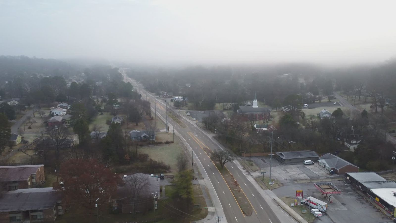 Foggy Rural Road Aerial View in Early Spring Free Stock Video Footage ...