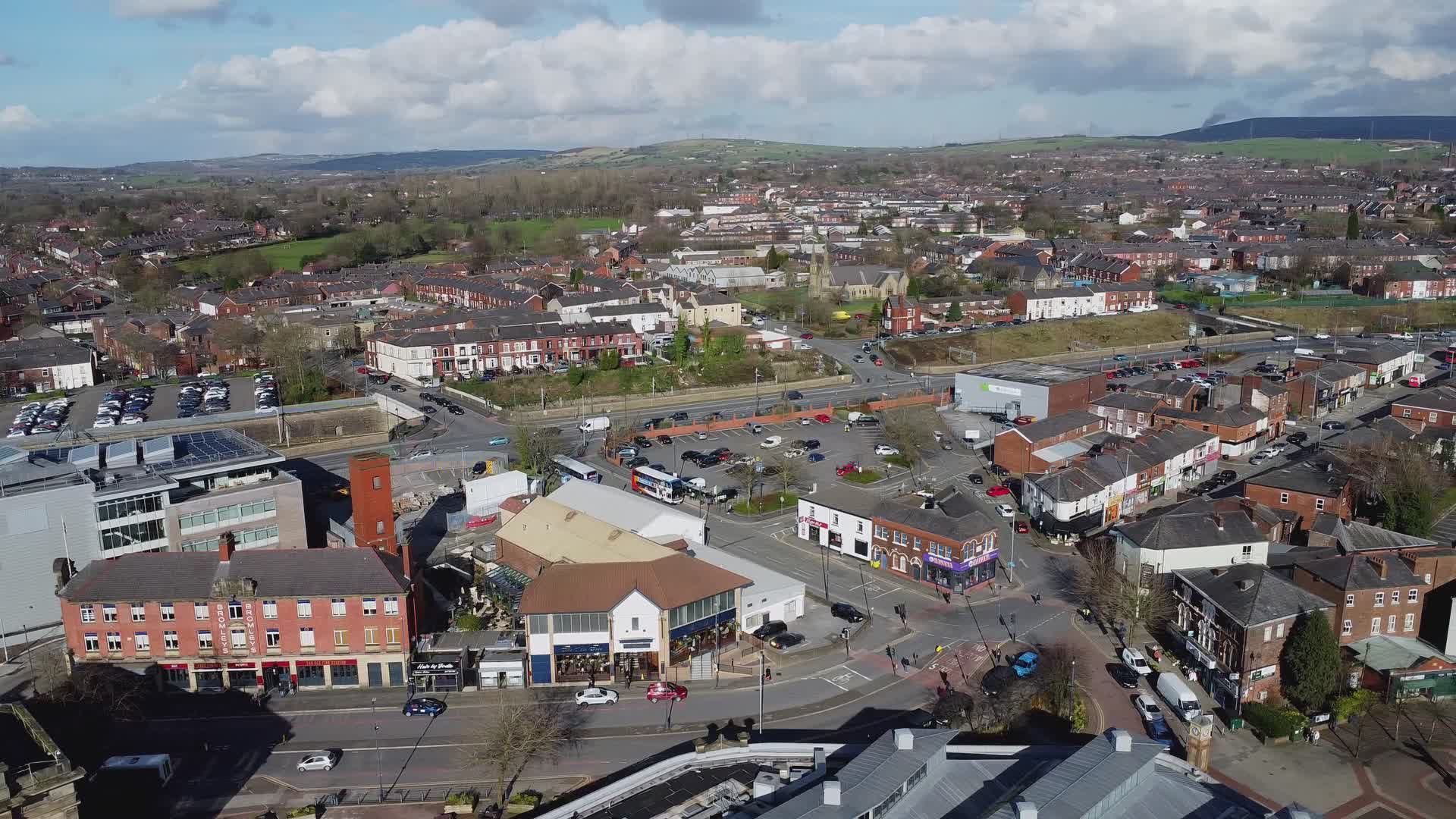 Aerial View of Tameside Townscape in Spring Free Stock Video Footage ...