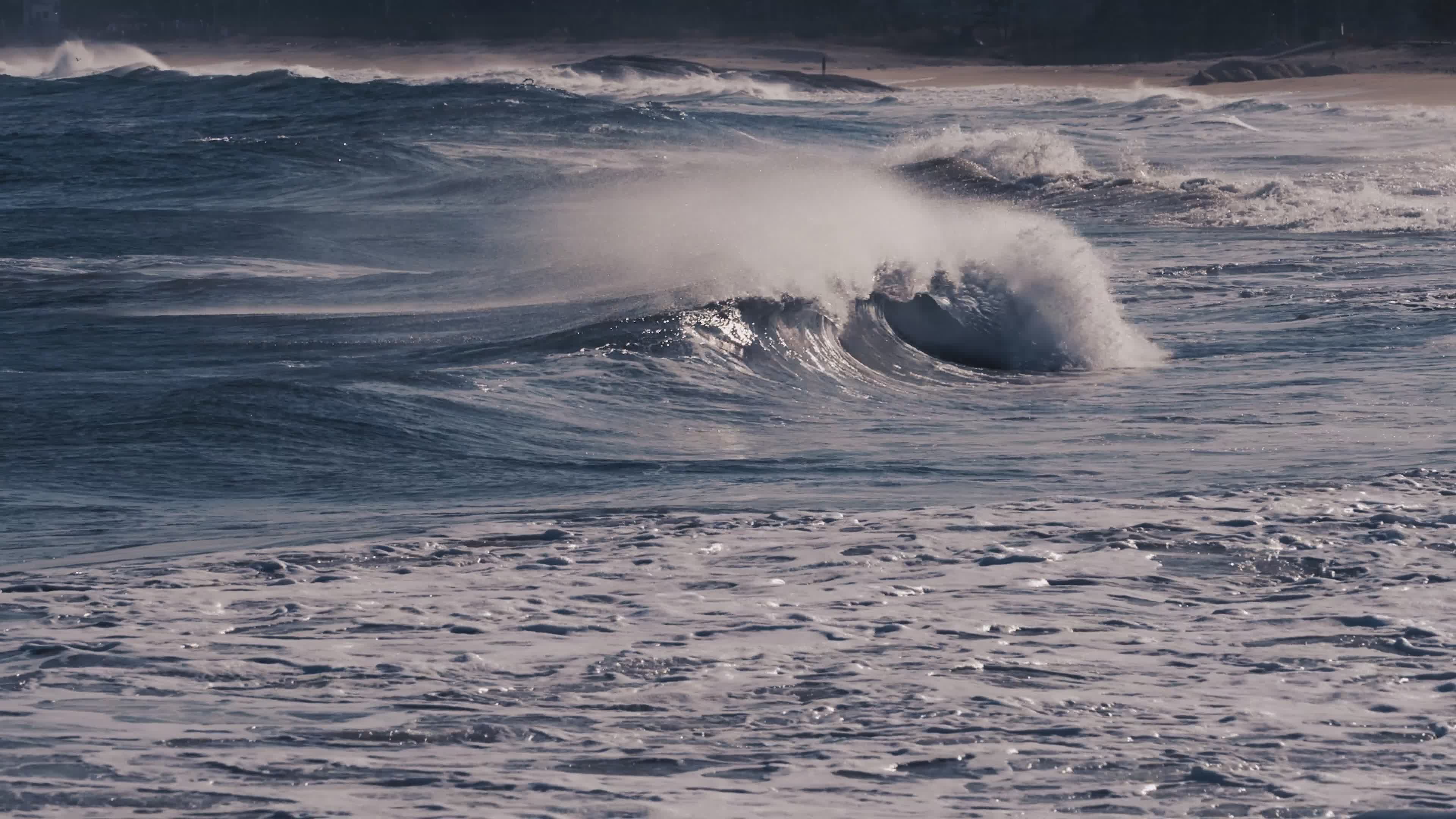 Powerful Ocean Waves Crashing on the Shore Free Stock Video Footage ...