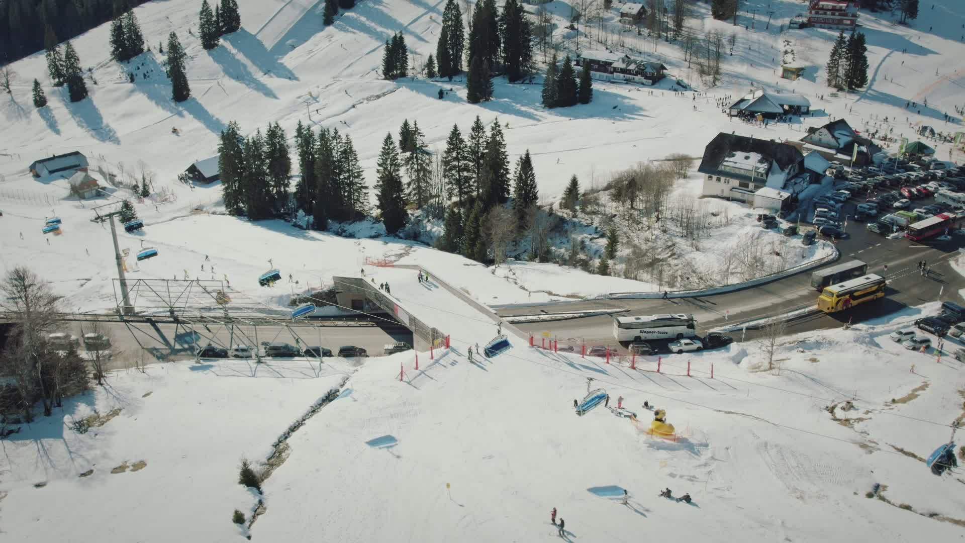 Winter Aerial View of Snow-covered Landscape Free Stock Video Footage ...