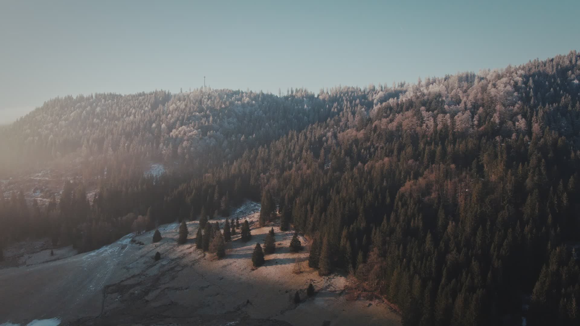 Breathtaking Aerial View of Snowy Forest Landscape Free Stock Video ...