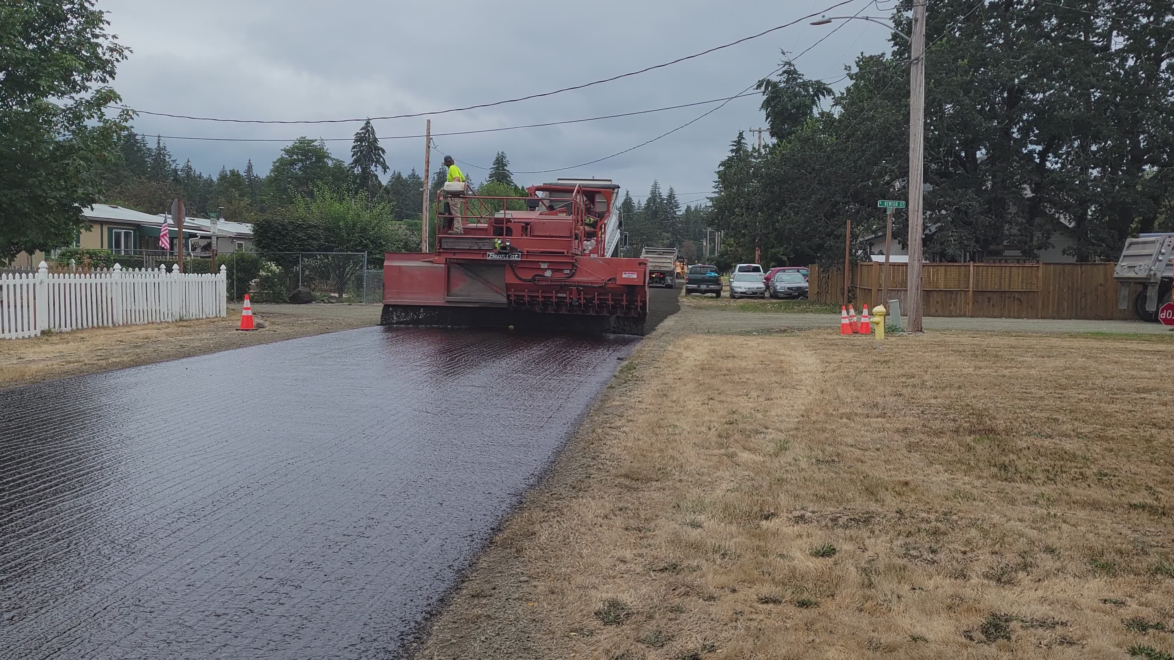 Road Asphalt Laying Process in Suburban Neighborhood Free Stock Video ...