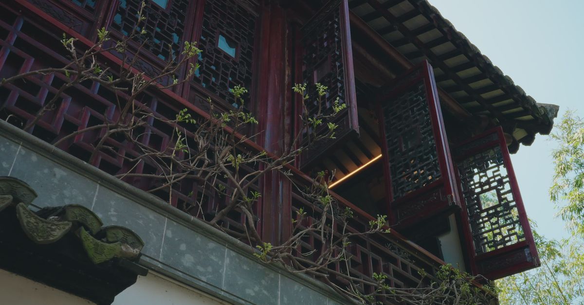 传统中国建筑与藤蔓装饰 · 免费素材视频