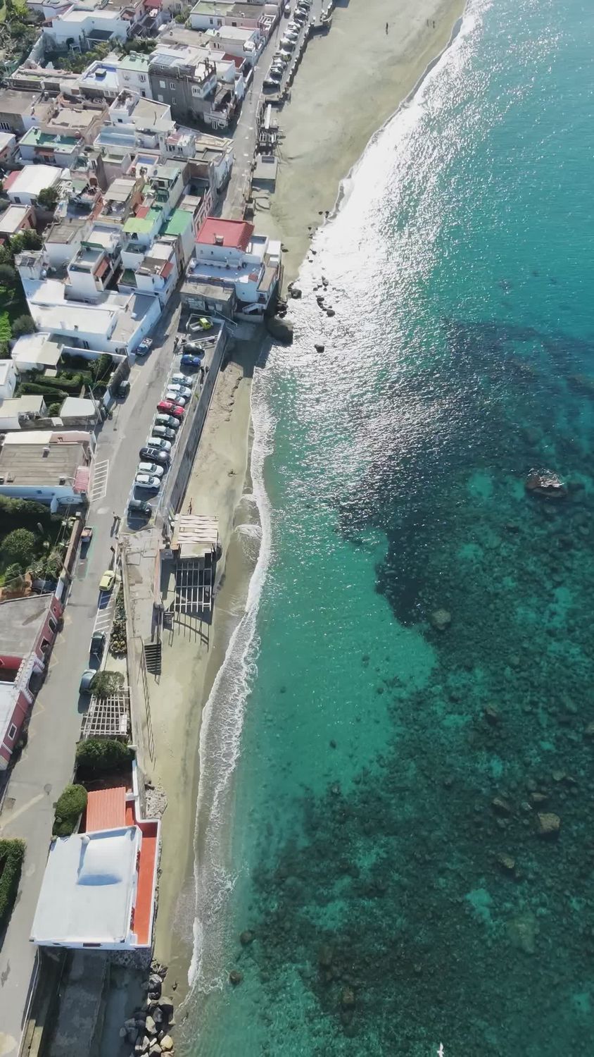 Aerial View of Coastal Town and Beachfront Free Stock Video Footage ...
