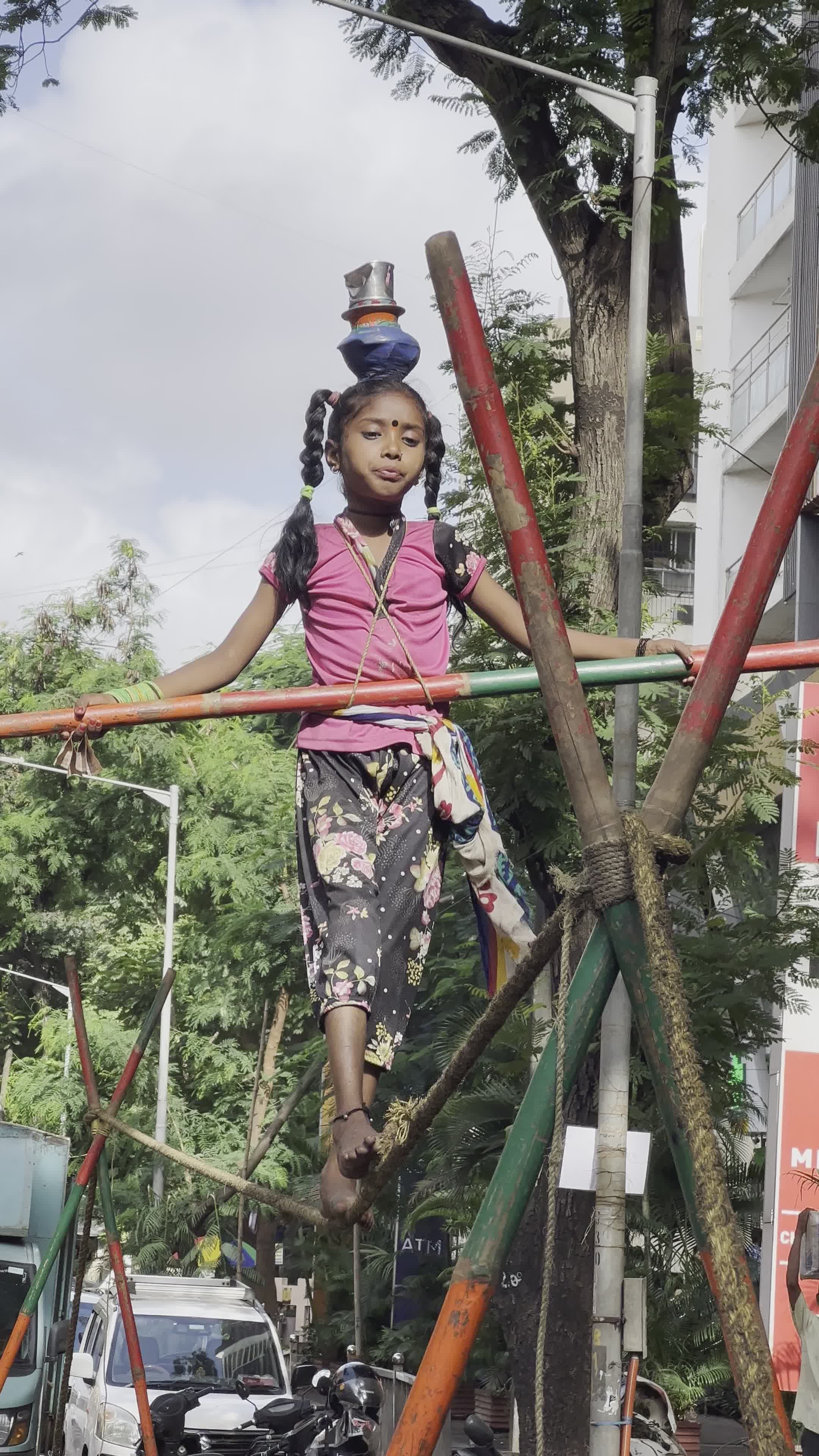 Young Girl Performing Daring Tightrope Act Free Stock Video Footage ...