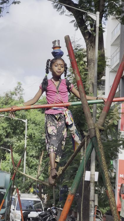 Daring Clips Young Girl Performing Daring Tightrope Act Free Stock Video Footage ...