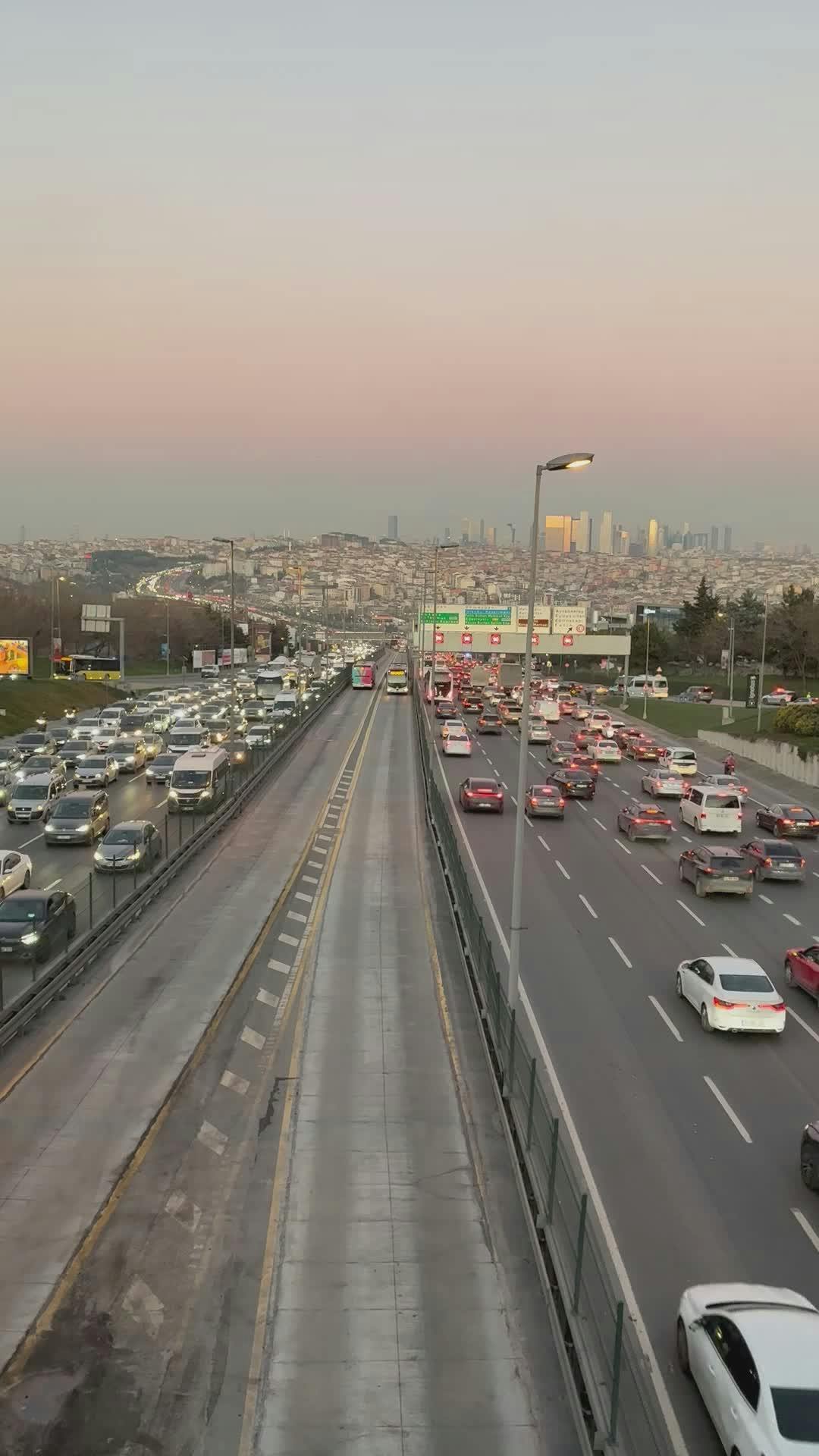 city traffic jam during sunset in urban area 35430134