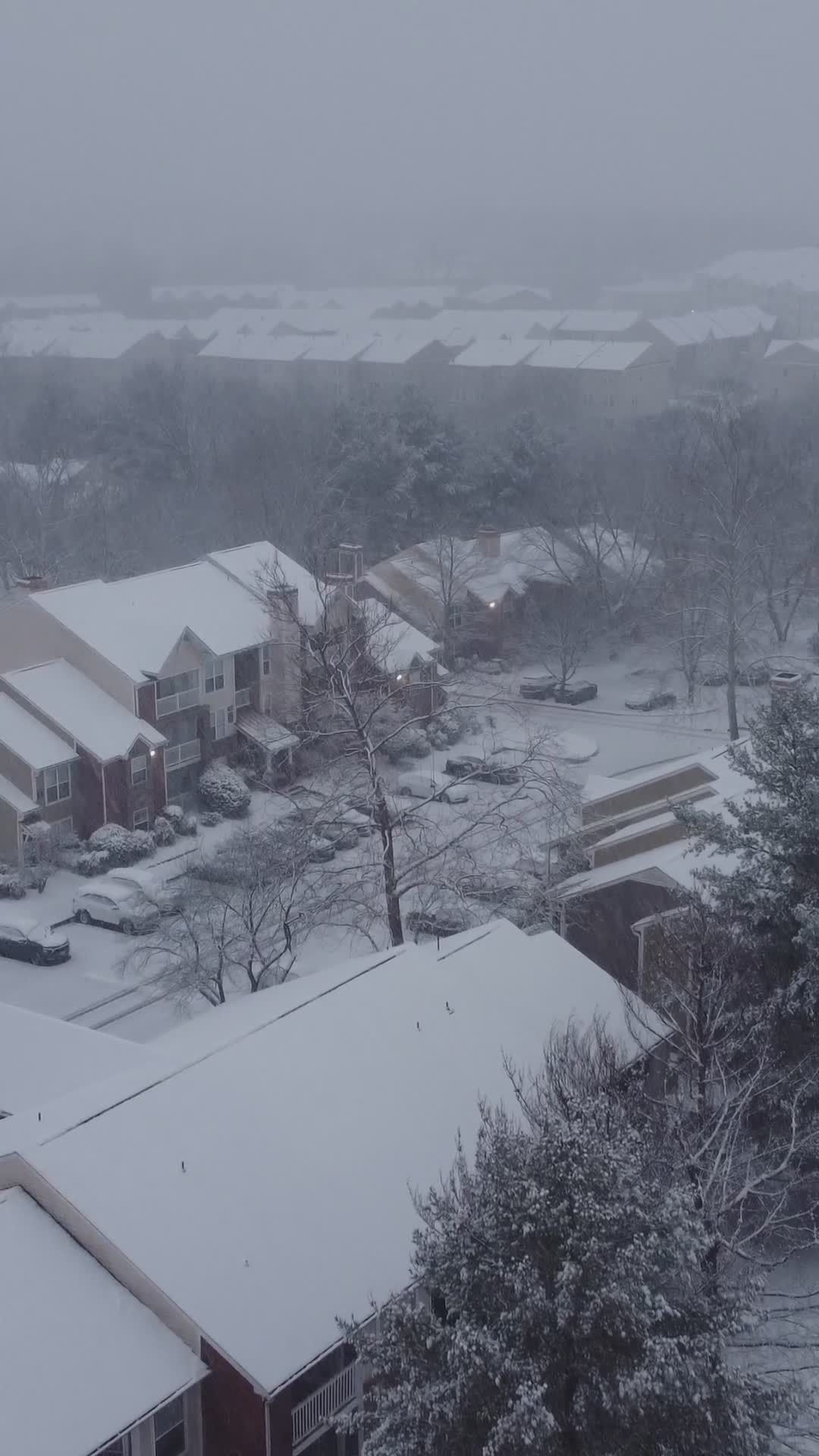 Aerial View of Snowy Residential Neighborhood Free Stock Video Footage ...