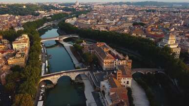 aerial view of ancient rome s tiber river