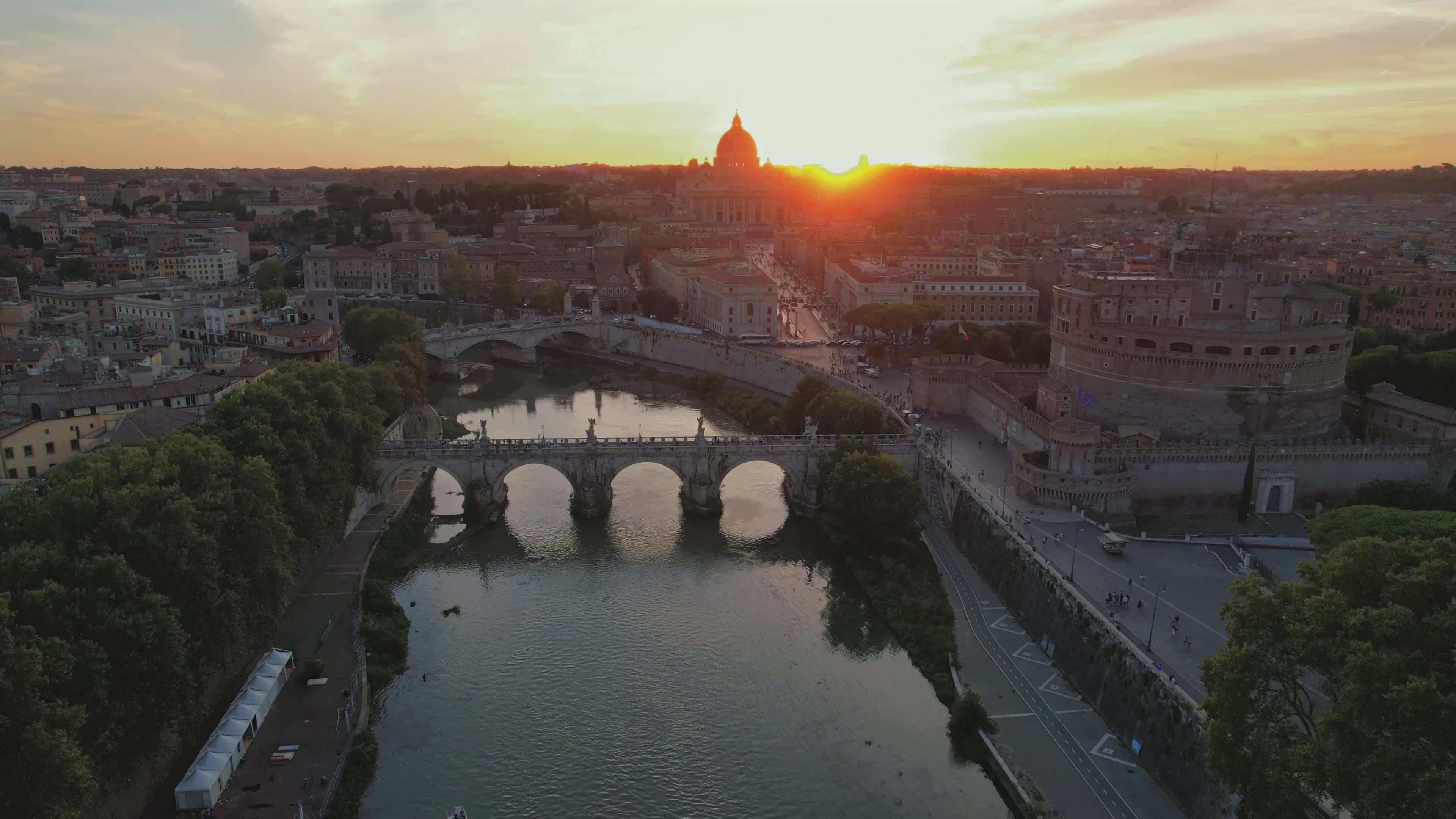 Aerial View of Rome at Sunset with St. Peter's Basilica Free Stock ...