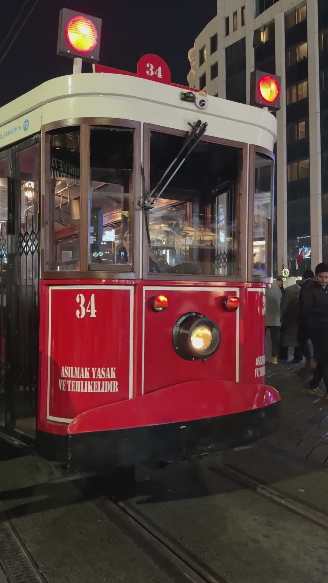 Vintage Red Tram in Night Cityscape Free Stock Video Footage, Royalty ...