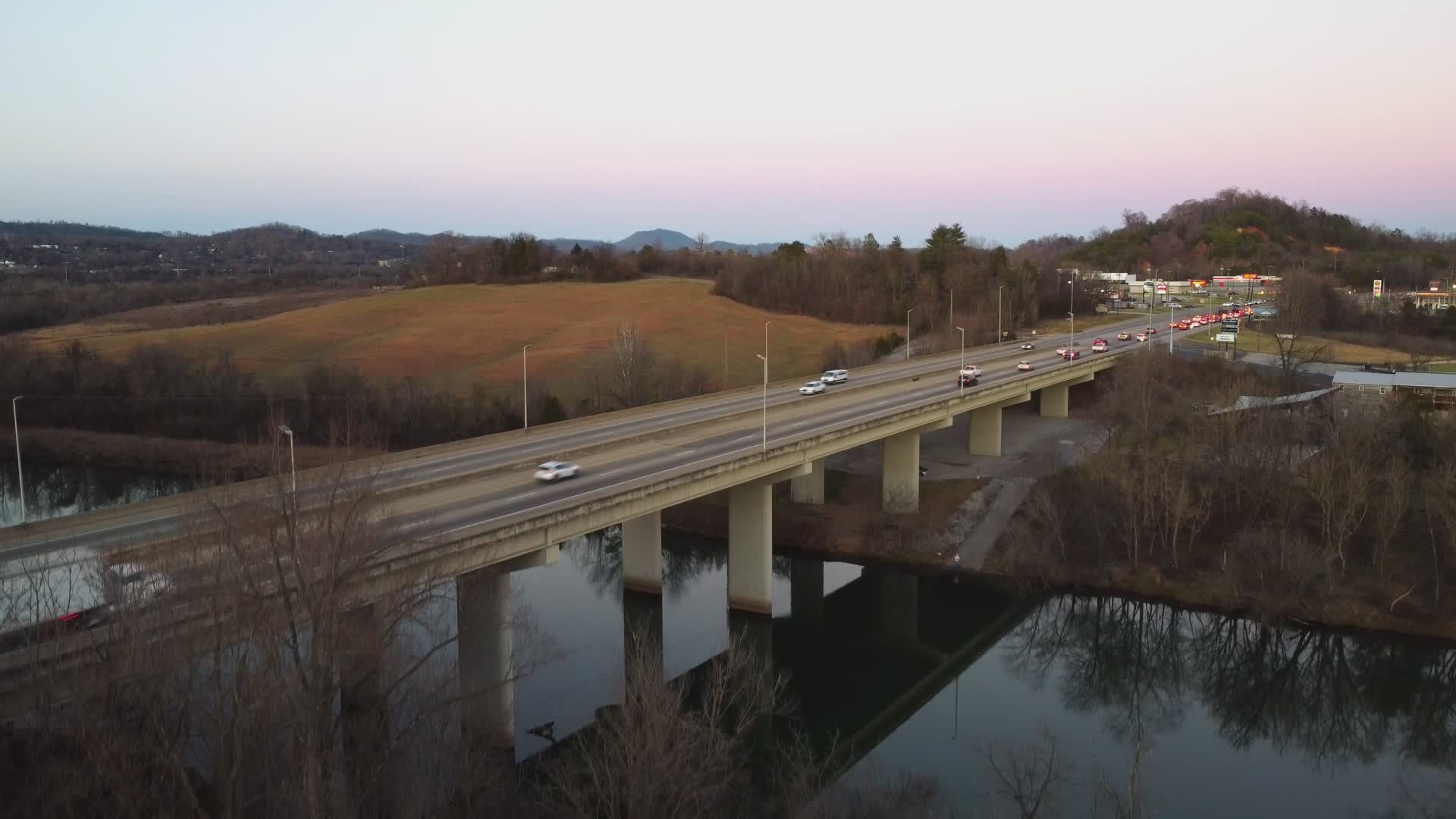 Aerial View of Tennessee Bridge at Twilight Free Stock Video Footage ...